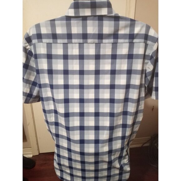 Mizzen Main Shirt Mens 2XL XXL Blue White Check Performance Menswear Trim Fit - Picture 6 of 11